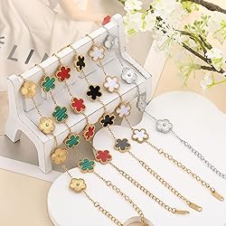 TICVSS Four Leaf Clover Bracelet for Women 18K Gold