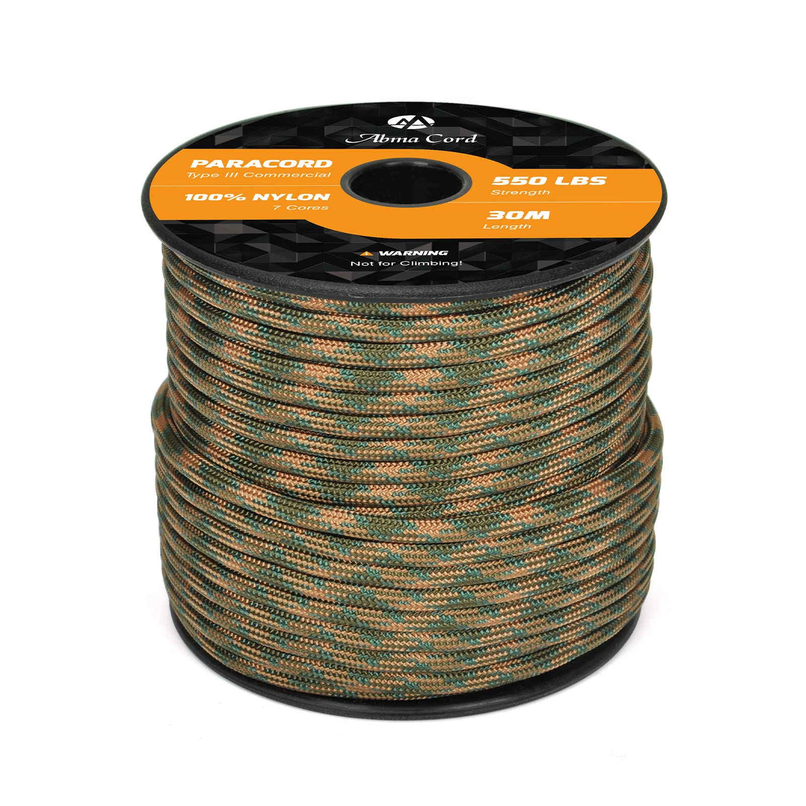 Abma Cord Paracord 550 4mm Nylon Rope Type III 7 Strands Parachute Cord - Max. 250kg (550lbs) - Military Camo Series