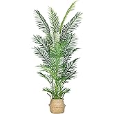 HAIHONG 6FT Artificial Palm Tree,Faux Areca Palm Plant with Real Touch Leaves and Adjustable Branches,Fake Tropical Palm Tree for Home Office Indoor Outdoor Modern Decoration