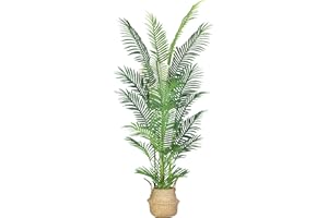 HAIHONG 6FT Artificial Palm Tree,Faux Areca Palm Plant with Real Touch Leaves and Adjustable Branches,Fake Tropical Palm Tree for Home Office Indoor Outdoor Modern Decoration
