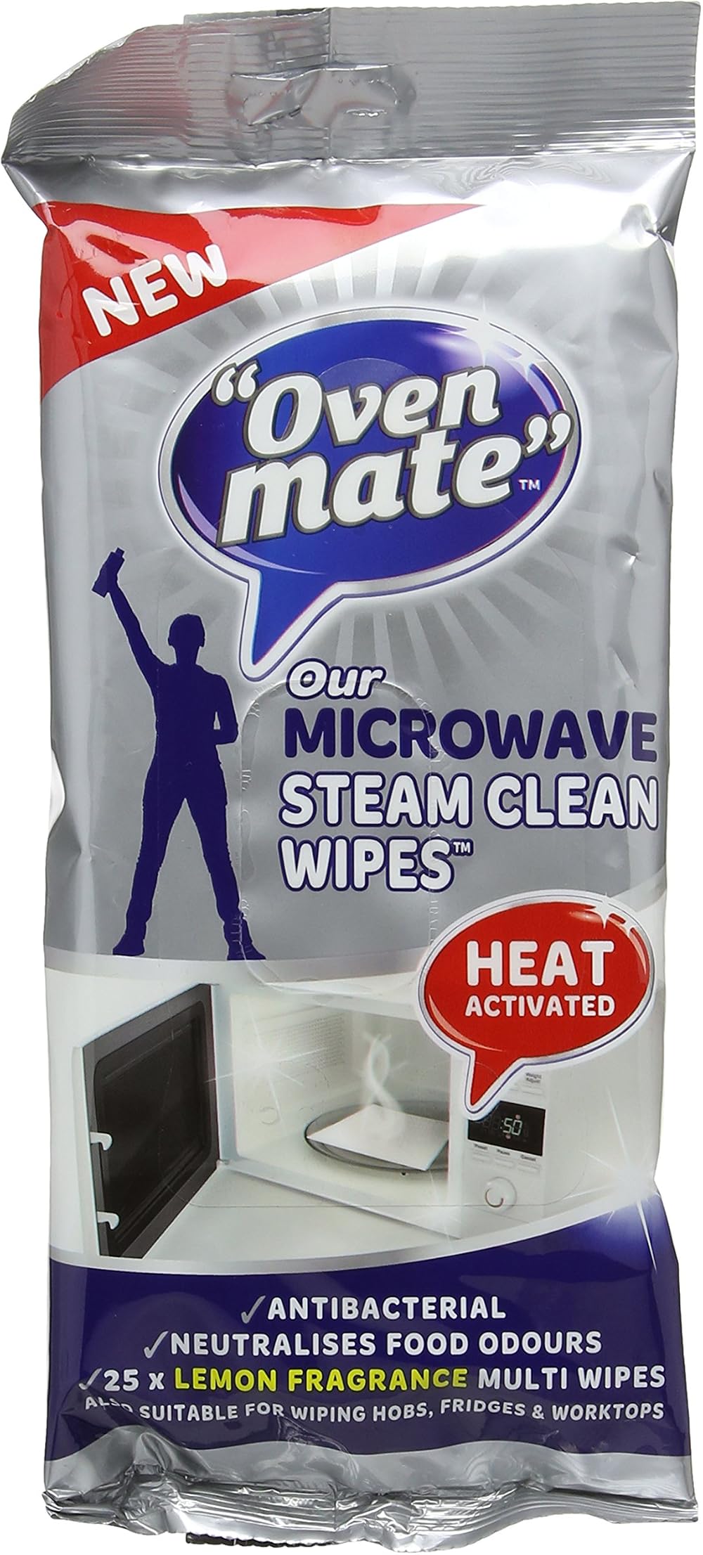 Oven Mate Microwave Steam Clean Wipes - Deodorizes & Remove Burnt-On Food