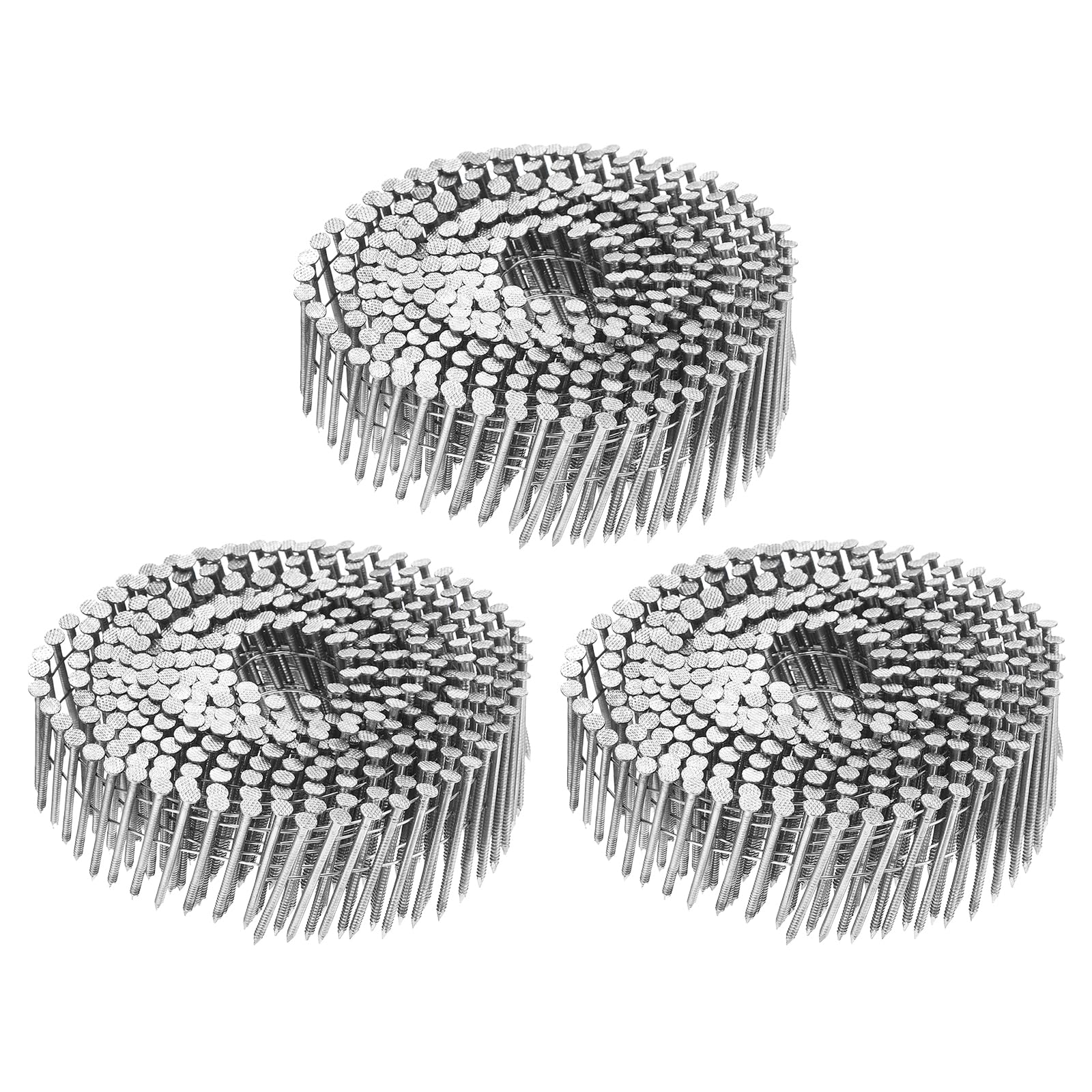 uxcell 1200 Count Siding Nails 1-1/2"x0.09" 15-Degree 304 Stainless Steel Ring Shank Full Round Head Collated Wire Coil for Lath and Sheathing Materials