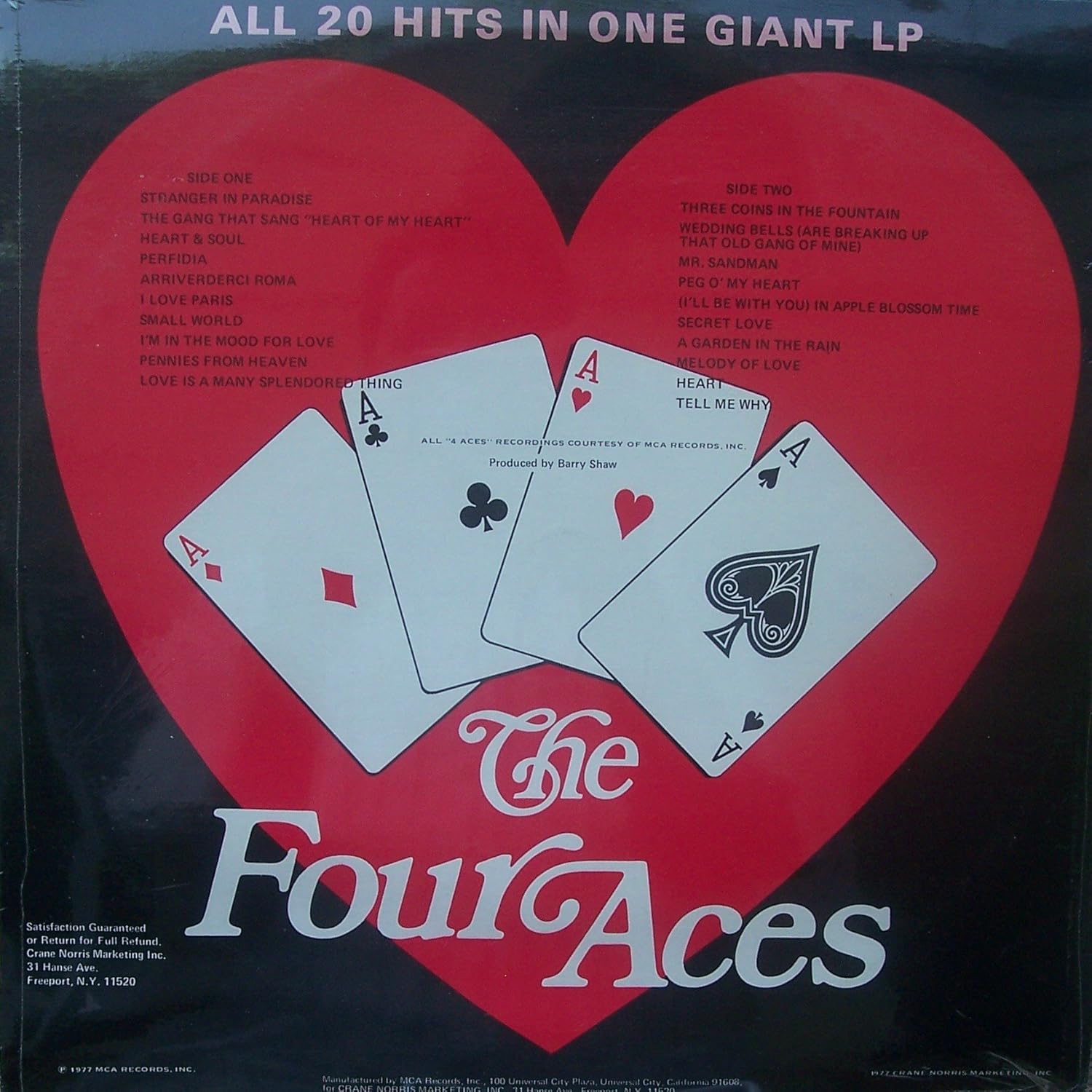 The Four Aces Greatest Hits Of The Four Aces Hits All On One Lp Mca Crane Norris Msm Lp Record Amazon Com Music