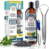 GuruNanda Advanced Oil Pulling Mouthwash for Enhanced Oral Care with Sesame & Oregano Oil, Promotes Deep Cleaning for Healthy Teeth & Gums, with Toothbrush and Tongue Scraper, Alcohol-Free, 8 Oz