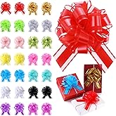 Poen 36 Pcs Valentine Day Pull Bows for Gift Wrapping 6 Inch Large Ribbon Gifts Baskets Bows for Holiday DIY Crafts Wedding Bouquet Holiday Birthday Anniversary Party Decoration(Classic,Vivid Color)