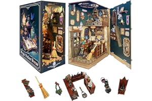 STRUCWOOD Harry Potter Book Nook - 3D Wooden Puzzle - Booknook Kit for Adults Miniature Dollhouse Model Kit Bookend Bookshelf Insert Decor with LED Light for Teens Adults - Magic Pharmacist ll