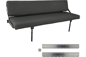 RecPro 80" Wall Mount Sofa with Adjustable Legs in Cloth | RV Sofa Bed | RV Furniture | RV Bed | Fold Over Wall Mount Bed (Fossil, with Mounting Brackets)