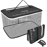 SANLIKE Floating Collapsible Fish Basket Live Minnow Storage Cage | Thick buoyant, rubber coated mesh, foldable compact storage, matched long draw rope for shore &amp; boat angling 24L/40L/59L