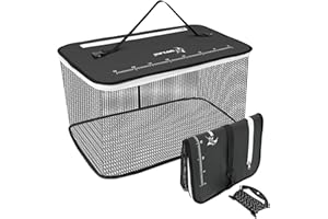 SANLIKE Floating Fishing Basket Collapsible Fishing Net Cage, Rubber Coated Net Fish Basket for Live Caught Fish Minnows Bait