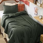 Bedsure Twin/Twin XL Comforter Set, Dark Green Soft Prewashed Bedding for All Seasons, 2 Pieces GentleSoft™ Bed Set, 1 Lightweight Comforter (68"x88") and 1 Pillowcase (20"x26")