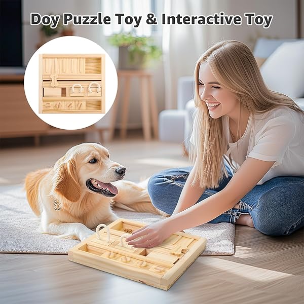 LOOBANI DOG PUZZLE TOYS WOODEN – INTERACTIVE TOYS FOR BOREDOM, IQ TRAINING AND MENTAL BRAIN STIMULATION, TREAT DISPENSING AND ENTERTAINMENT/FOOD SLOW FEEDER FOR SMALL TO LARGE DOGS