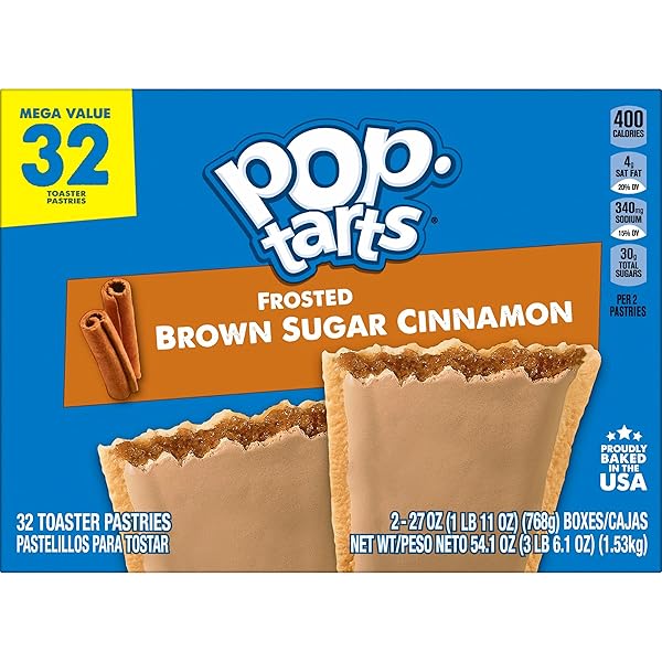 POP-TARTS BREAKFAST TOASTER PASTRIES, FROSTED BROWN SUGAR CINNAMON, FAMILY PACK (32 COUNT)