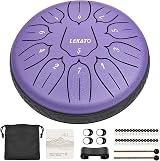 LEKATO 6 Inch 11 Note D Key Steel Tongue Drum with Bag Purple