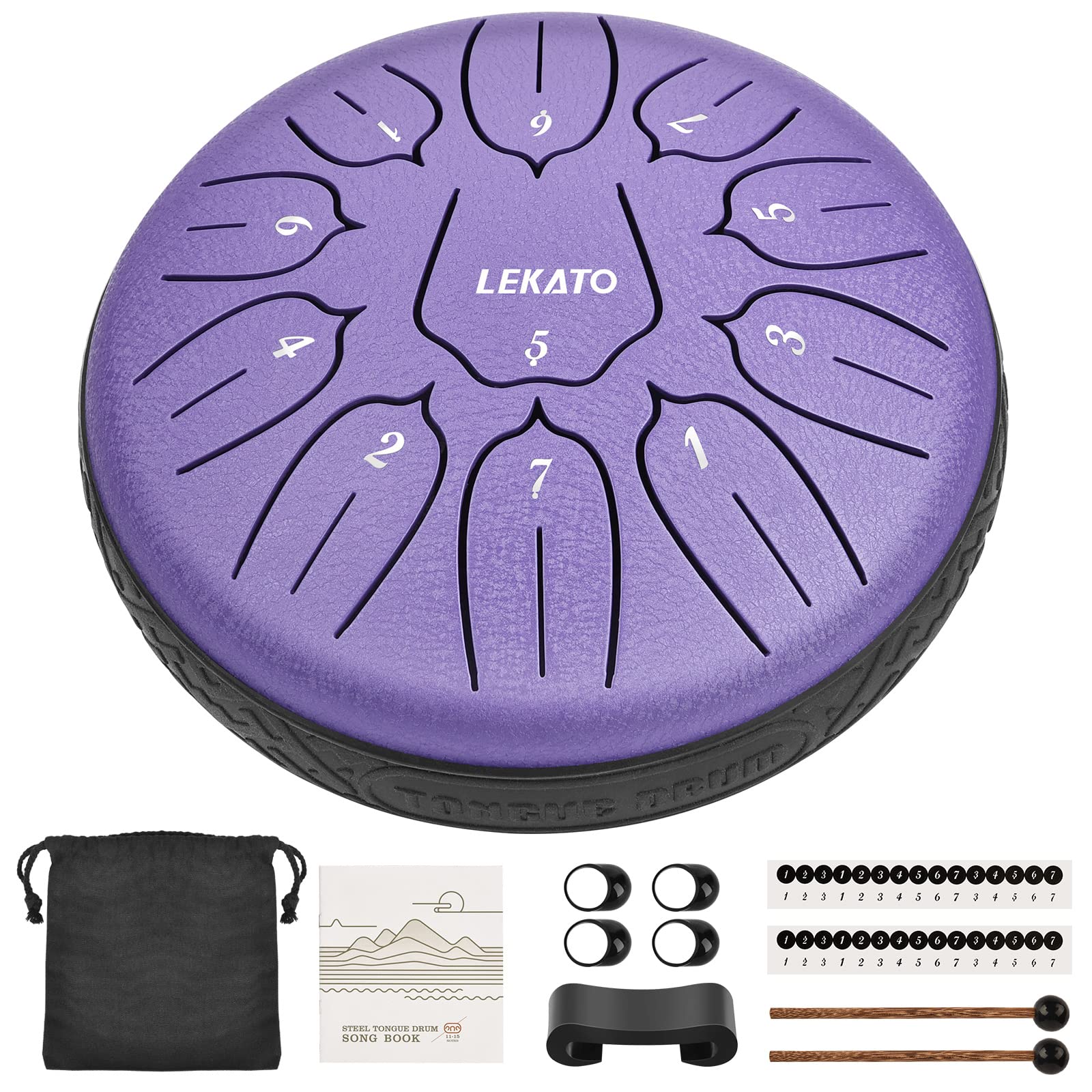 LEKATO Steel Tongue Drum 6 Inch 11 Note, D Key Handpan Rain Drum for Outside Garden Sound Healing, Steel Alloy Ethereal BalmyDrum with Storage Bag, Percussion Instrument Gift for Beginner, Purple