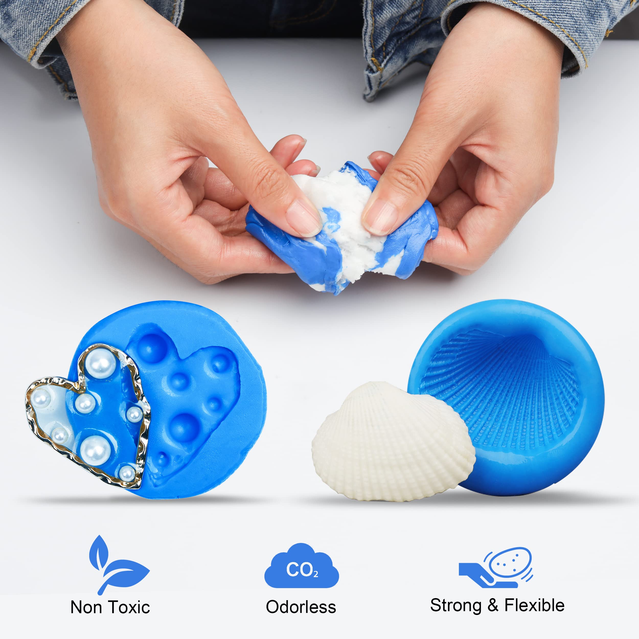LET'S RESIN Silicone Putty, 1LB/40A Mold Making Kit, Non-Toxic, Strong & Flexible, Easy 1:1 Mixing Ratio for Reusable Silicone Molds, Resin, Soap