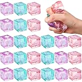 Meooeck 24 Pcs Ice Cubes Stress Relief Mini Cubes for Relief Stress Balls Birthday Party Decorations for Christmas, Office, Stocking Stuffer Gift