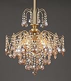 Q&S Modern Gold Crystal Chandelier Amber Crystal