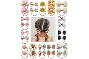Boutique Baby Girl Hair Ties with Flowers, 28 Pcs Hair Bow Ties for Toddler Girls, Elastics Ponytail Holders Pigtails Rubber Bands by Cherssy