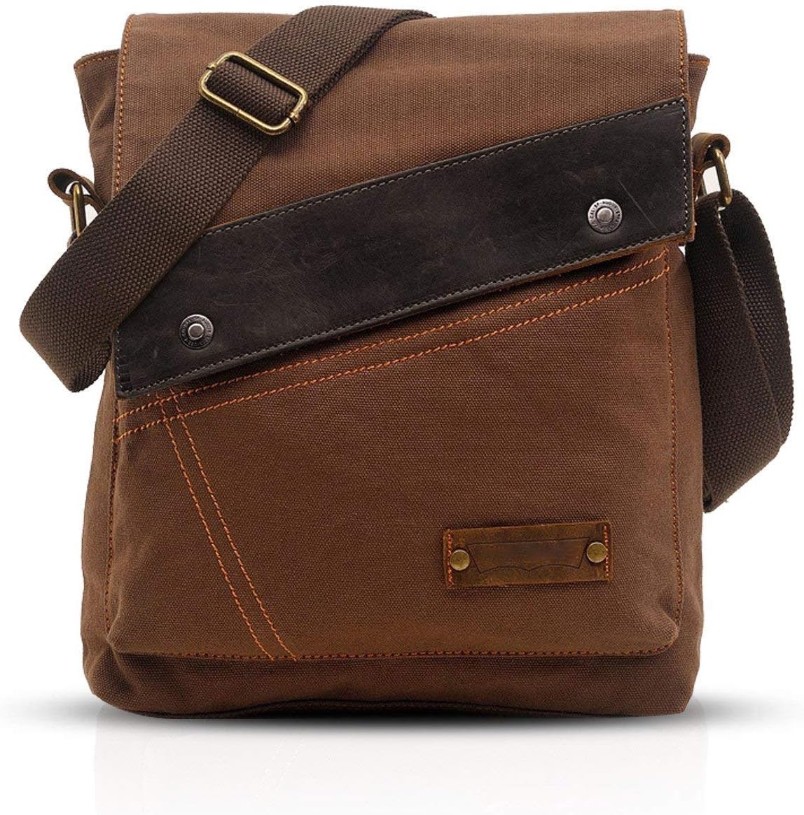 ZMLSXU Retro Crossbody Stylish Men and women Crossbody Backpack Waterproof Durable Canvas Backpack Brown