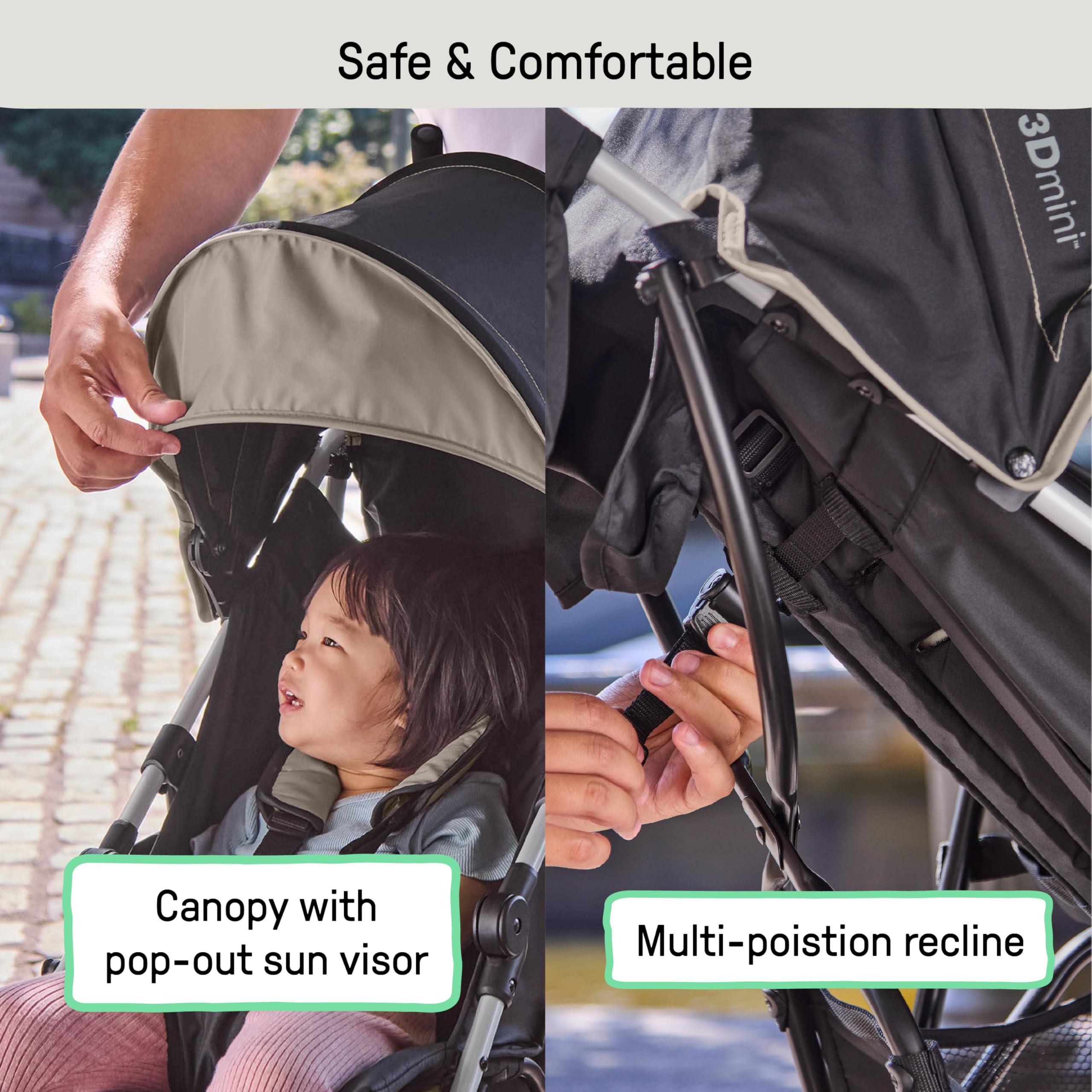 Ingenuity3D Mini Convenience Stroller – Lightweight Stroller with Compact Fold, Multi-Position Recline, Canopy with Pop Out Sun Visor – Umbrella Stroller for Travel and More, Cashew Tan