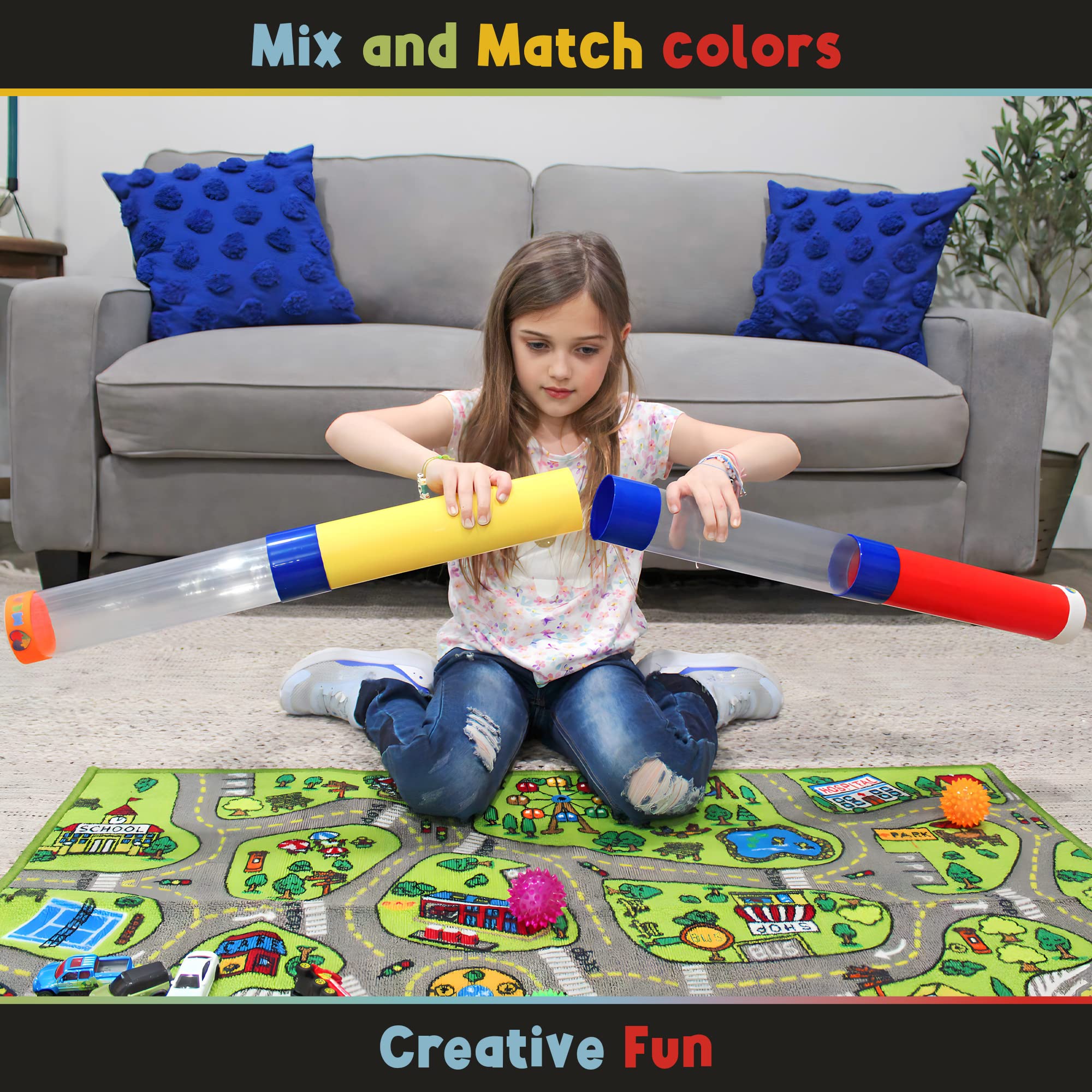 Toy Tunnel Ball Drop Race Track Set (7-Piece Set); Toy Car/Ball Ramp Play Set STEM Toy