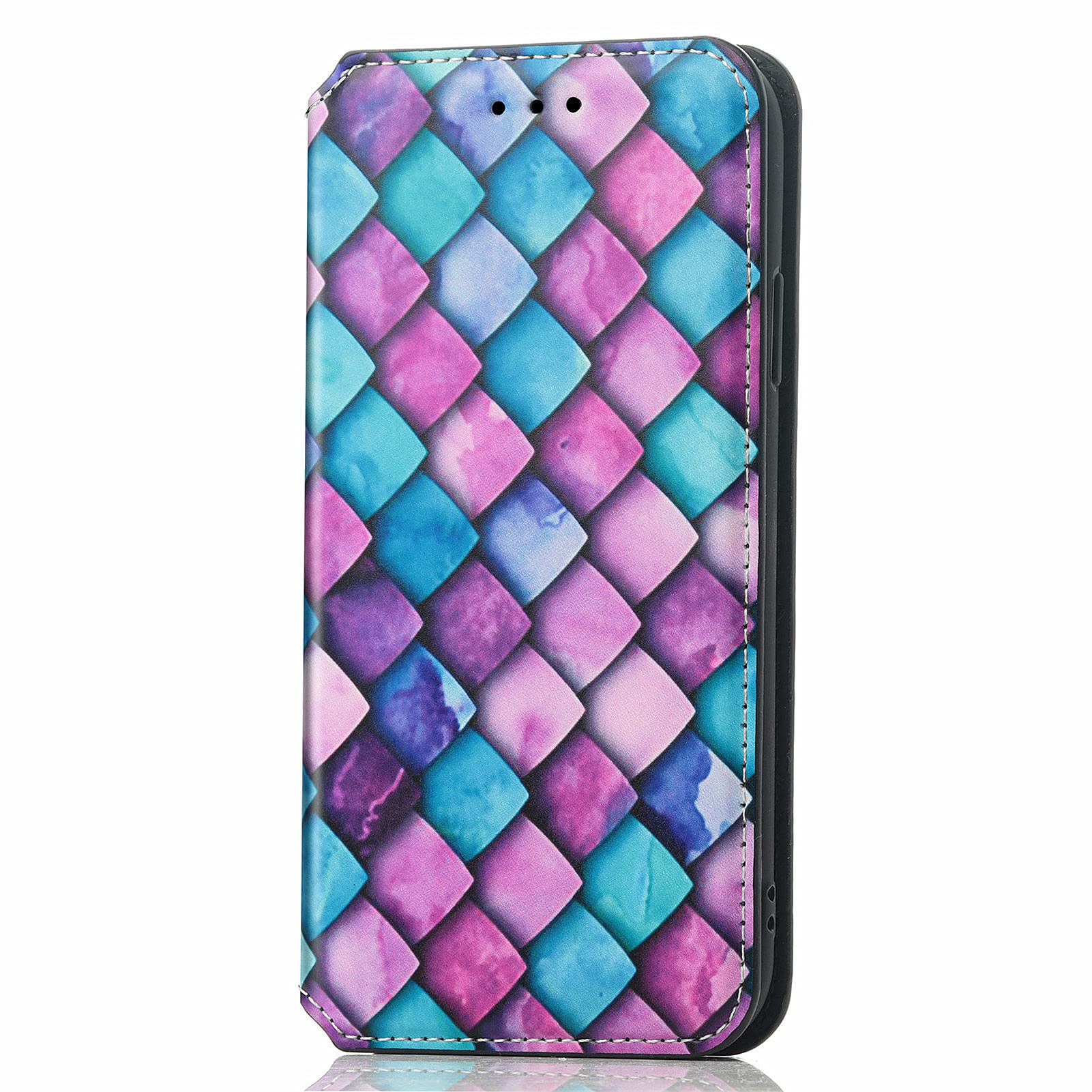 Unichthy For Oneplus 12 Case Densely-colored Magnetic Closure PU Leather Flip Multi-functional Wallet Folio Protective Phone Cover Stand Card Slots for Oneplus 12 Purple Scales