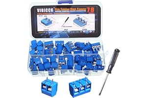 VIBICCK 78 Pieces Blue 5MM 2-Pin & 3-Pin Pitch PCB Mount Screw Terminal Block Connector for Arduino and Home Electronics Projects