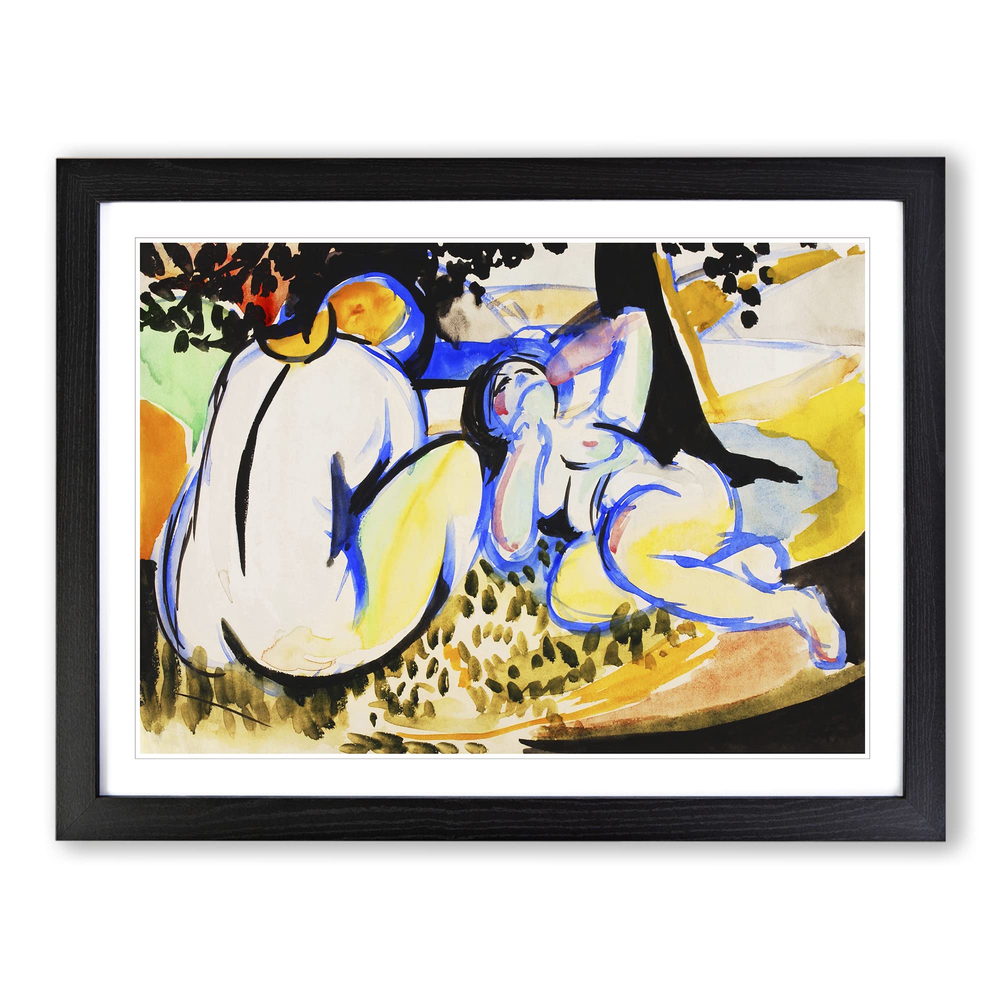 Nudes By Henry Lyman Sayen Classic Painting Framed Wall Art Print, Ready to Hang Picture for Living Room Bedroom Home Office Décor, Black A3 (46 x 34 cm)