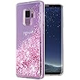 WORLDMOM for Galaxy S9 Case,Double Layer Design Bling Flowing Liquid Floating Sparkle Colorful Glitter Waterfall TPU Protective Phone Case for Galaxy S9, Rose Gold