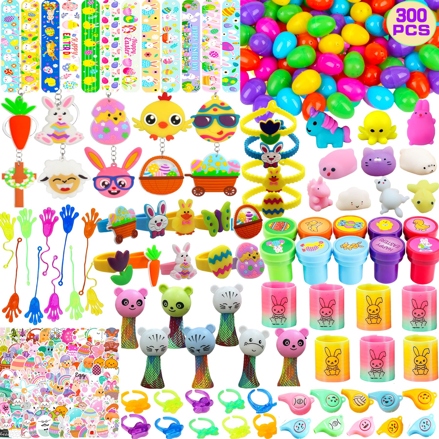 GDWDGJ Easter Eggs with Toys Inside Bulk Filled Easter Egg Fillers 100 Pack Non Candy Stuffed Easters Basket Stuffers Essentials for Kids Girls Toddlers Boys Easters Egg Hunt Party Favors