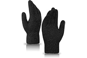 Achiou Winter Touchscreen Gloves Knit Warm Thick Thermal Soft Comfortable Wool Lining Elastic Cuff Texting for Women Men