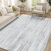 MUJOO 5x7 Washable Area Rug,Modern Abstract Rugs for Living Room Bedroom Dining Room,Large Non Slip Carpet Indoor,Low Pile Throw Rug Accent Neutral Grey