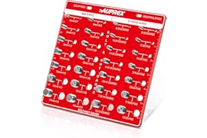 AUPREX Thread Checker, Nut and Bold Thread Checker, 28 Bolt Size and Thread Gauge, 14 Metric & 14 Standard Sizes Bolt and Nut Identifier Gauge, Nut and Bolt Thread Gauge,Bolt Thread Identifier-Red