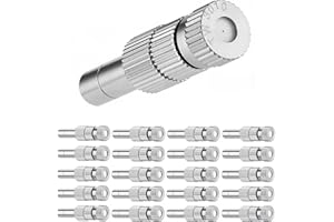 Mornajina 20 Pcs Brass Misting Nozzles Mister Replacement Nozzles with Filter Mesh Fit 1/4" Water Misting Nozzle Tees, 0.012"/0.3mm Orifice Misting System Heads Sprayer for Outdoor Cooling System