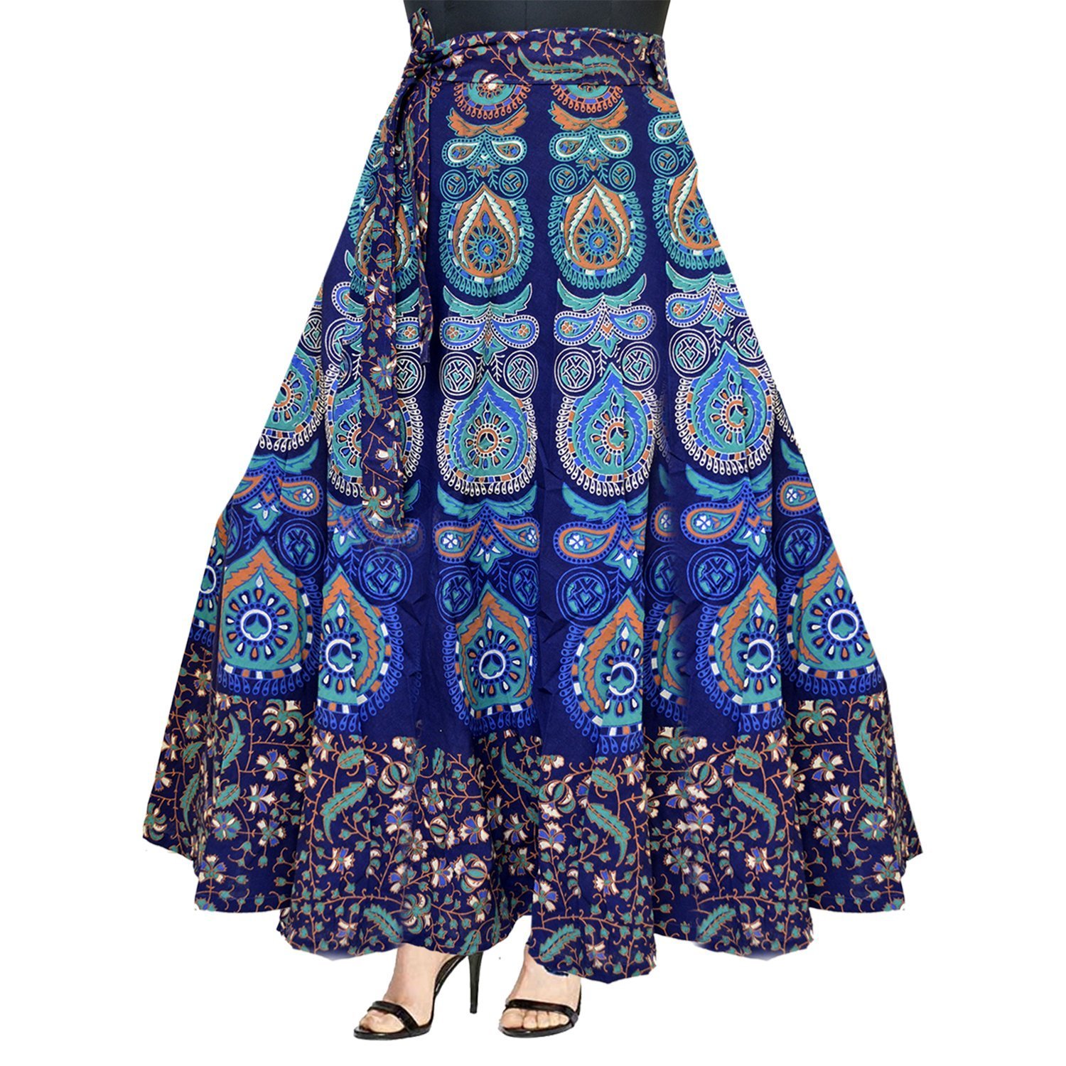 jwf 100% cotton women's jaipuri skirt-(wrap around multi color @ free size)