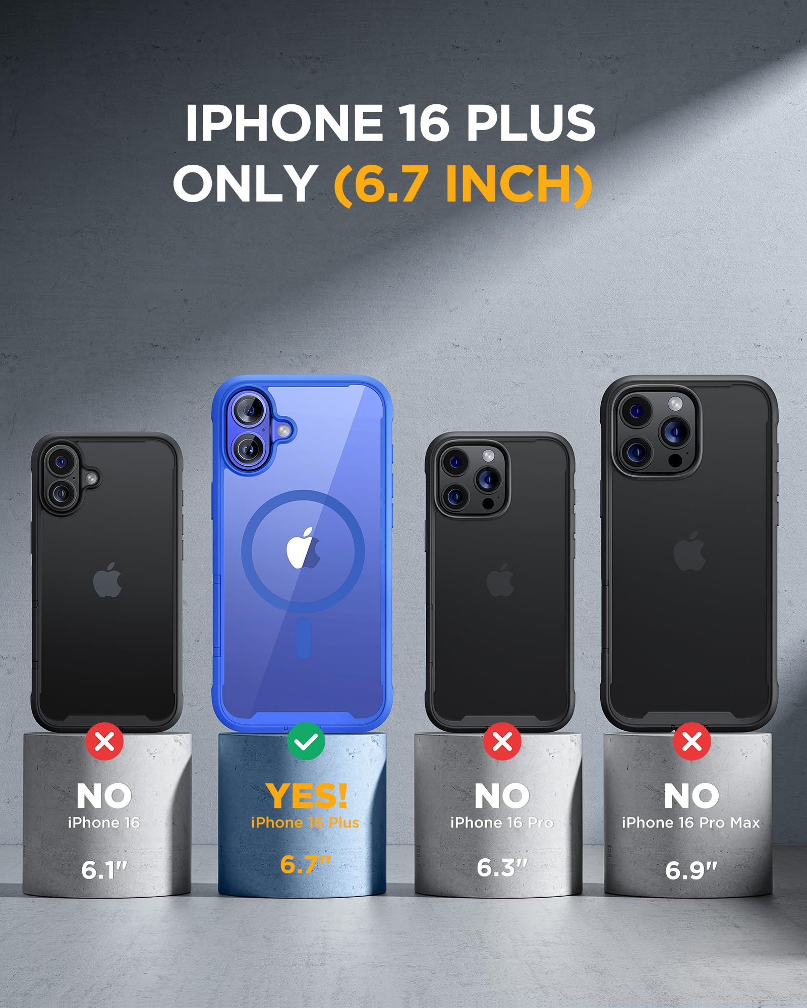 Miracase Magnetic for iPhone 16 Plus Case Full-Body Phone with Built-in Glass Screen Protector, [Compatible with MagSafe] Military Drop Proof 16 Plus Cover Bumper 6.7 inch, Blue - Image 7