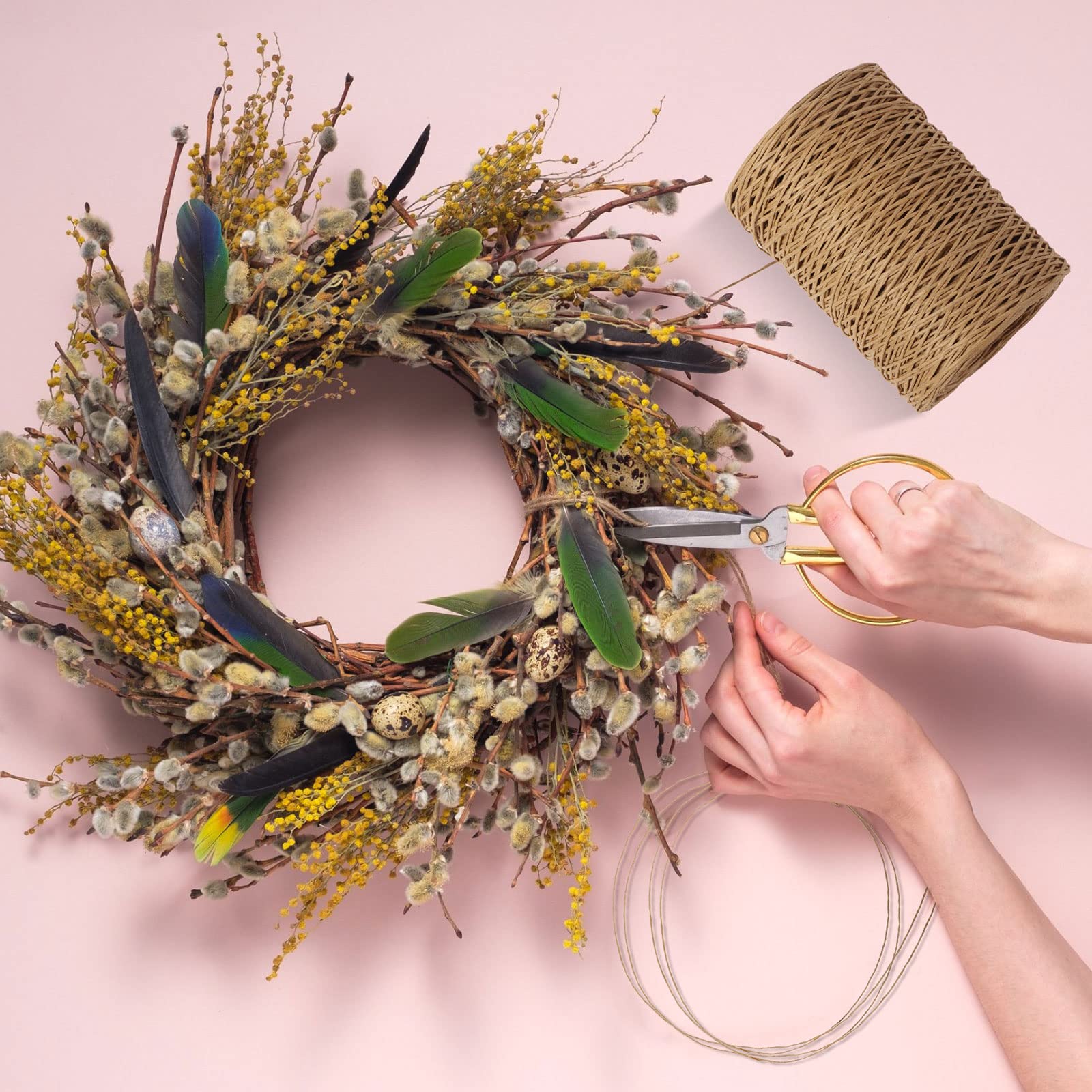 Syhood Floral Wire Vine Wire Bind Wire Rustic Wire Wrapping Wire for Flower Bouquets, Twine Made of Paper(Light Coffee)