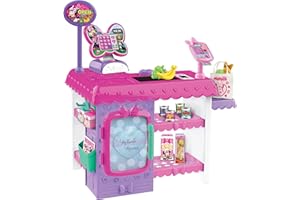 Disney Junior Minnie Mouse Marvelous Market, Pretend Play Cash Register with Realistic Sounds, 38 Play Food Pieces and Accessories, Kids Toys for Ages 3 Up by Just Play