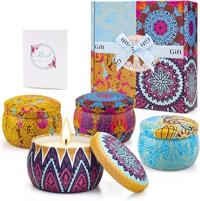 Amorxiao Scented Candles Gift Set 4pcs 4.4 oz Soy Wax Aromatherapy