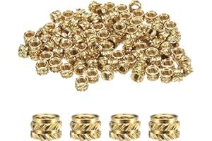 uxcell 100pcs M4 Threaded Inserts Brass Heat Set Insert M4x4mm, OD 6mm Knurled Insert Nuts, 3D Printing Brass Nuts Female Thr