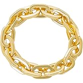 And Lovely 14K Gold or Silver Plated Bold Chain Link Bracelet - Oval Link Stretch Bracelet for Women
