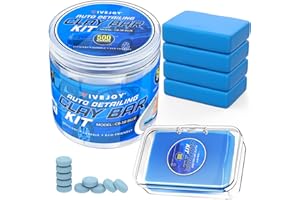 FiveJoy Car Clay Bars Auto Detailing Kit - Premium Grade, 5x100g Clay Bars, 10 Lubricant Tablets, Resealable Plastic Bottle & Small Storage Box - Eco-Friendly & Safe