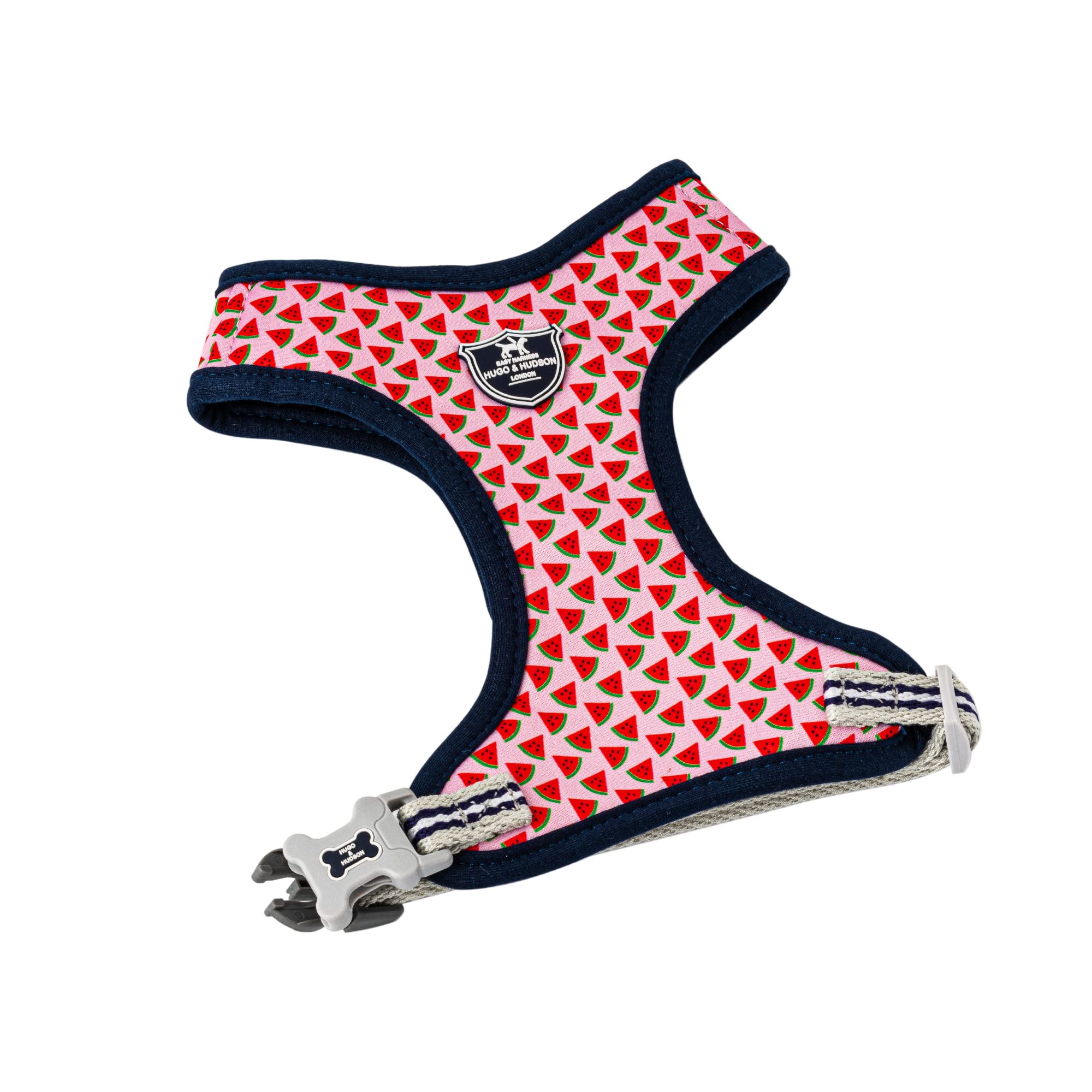 HUGO & HUDSON Dog Harness No Pull Adjustable Fabric Rear Buckle Pet Vest, Pink Watermelon, L