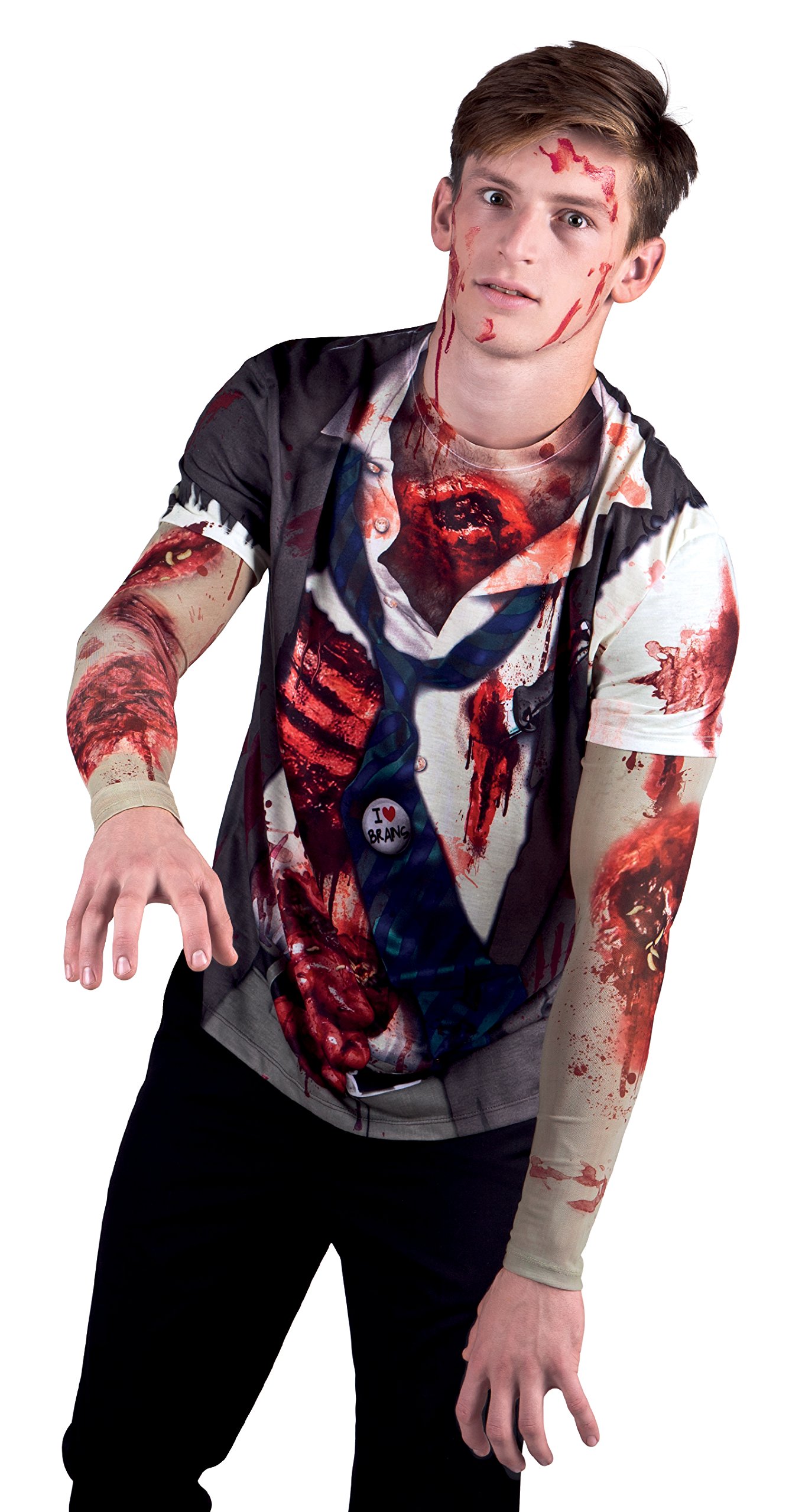 Faux Real Tees Men's Long Zombie with Mesh Sleeves (UK 44-46)
