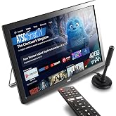 Rywob 15.6" Small Smart TV,4000mAh Rechargeable Battery TV for Camping | Supports HDMI/USB/AV Input,Built-in Digital Tuner,LCD Screen with Stand for Car,RV,Camping
