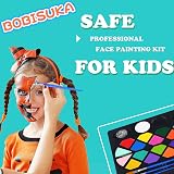BOBISUKA Face Painting Kit 16 Colors Kids Body Paint Kit w/ Brushes Stencils view 3