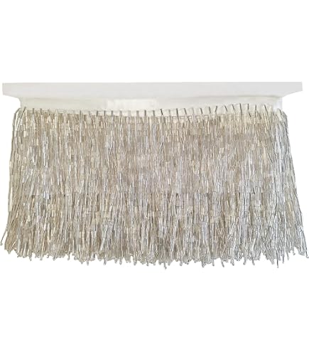 Beaded Fringe Trim,Ribbon Tassel Fringe Trim 4 Inch Wide 2 Yards Long for Crafts DIY Dress Clothes Decoration (Silver)