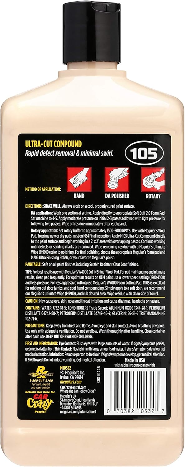 Meguiar's M10532 Mirror Glaze Ultra-Cut Compound, 32 Fluid Ounces, 1 Pack: Automotive