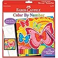 Faber-Castell Color by Number Bloomin' Butterflies - Color and Display 1 Color by Number Board, Red, 14 Piece Set