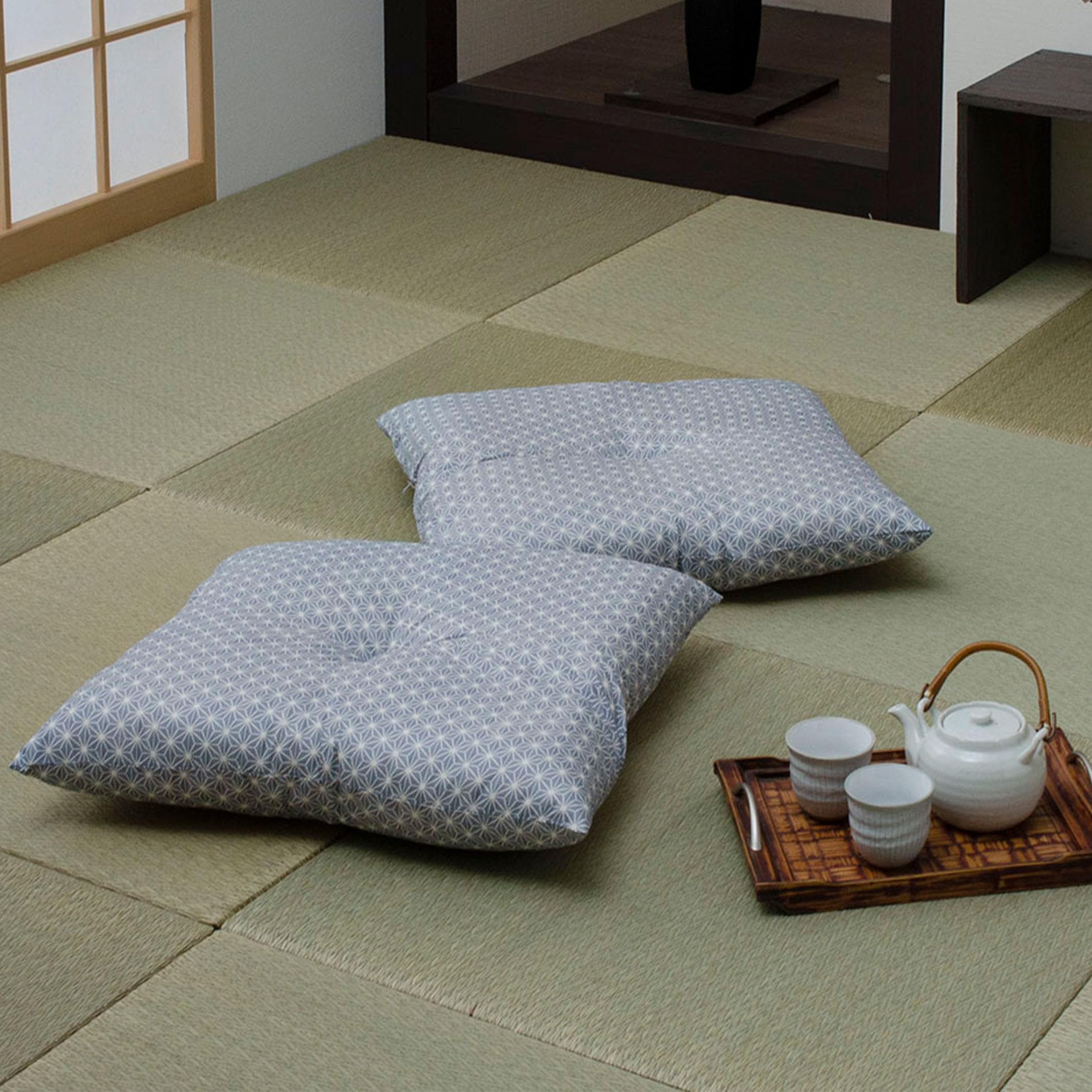 イケヒコ 座布団 銘仙判 日本製 錦 ブルー 約55×59cm 2枚組 #3565720商品画像